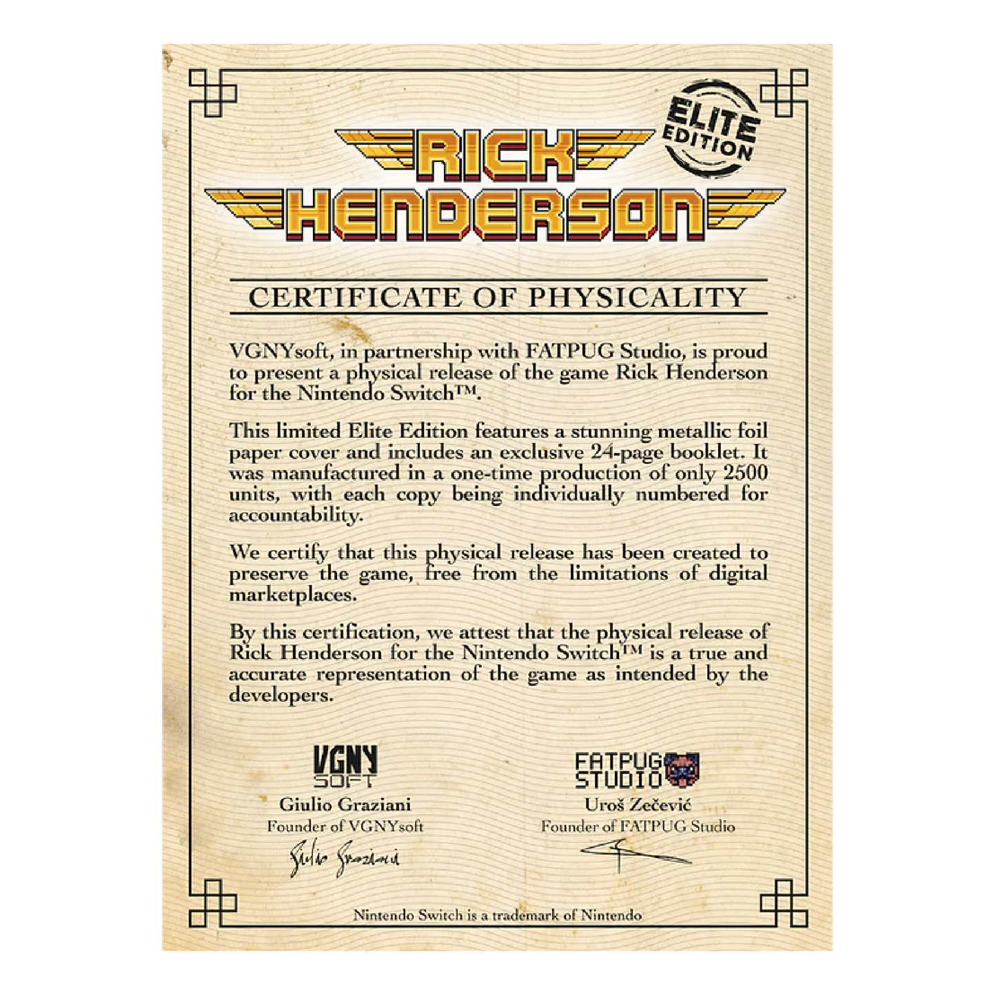 Rick Henderson [Elite Edition] - Nintendo Switch